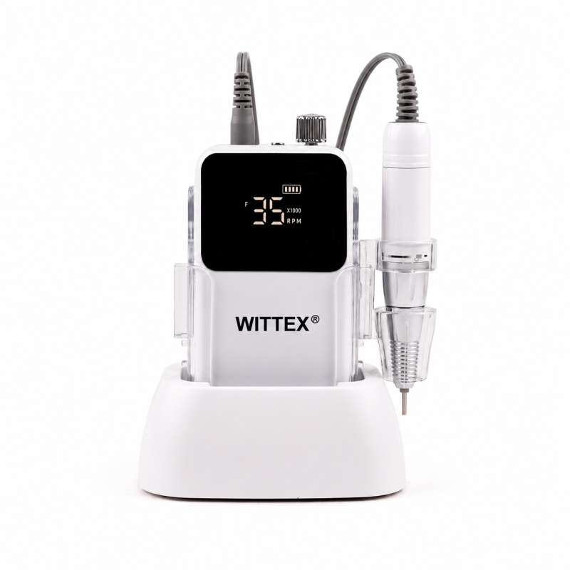 WITTEX Akku Nagelfräser 35.000 U/min – Kabellose Präzision für professionelle Maniküre, Pediküre und Nageldesign